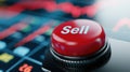A red button on a stock chart with the word sell, AI Royalty Free Stock Photo