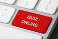 Red button with text QUIZ ONLINE on modern computer keyboard, closeup view Royalty Free Stock Photo