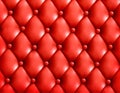 Red button-tufted leather background.