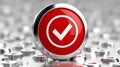 Red button, white arrow, a striking visual of action and direction in modern design Royalty Free Stock Photo