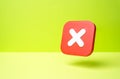 Red button with an X. Denial and shutdown. Restrictions and limitations. Blocked access Royalty Free Stock Photo