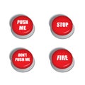 Red buttons with various commands - illustrations Royalty Free Stock Photo