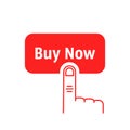 Red buy now button with linear hand Royalty Free Stock Photo