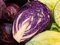 Red cabbage close-up. The texture of the cut cabbage Royalty Free Stock Photo