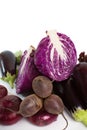 Red cabbage is a cross-sectional, eggplant, red onion, beetroot and salad