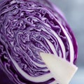 Red cabbage cut in half showing layers in close view Royalty Free Stock Photo