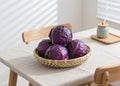 Red cabbage on the indoor dining table Royalty Free Stock Photo