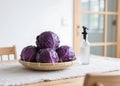 Red cabbage on the indoor dining table Royalty Free Stock Photo