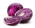 Red cabbage one cut in half and slice Royalty Free Stock Photo