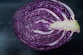 Red cabbage one slice. Fresh red cabbage sliced Royalty Free Stock Photo