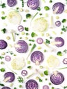 Red cabbage pattern. Cabbage in a cut on a white background. Royalty Free Stock Photo