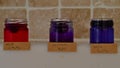 Red cabbage pH indicator melting in acid base and neutral solution