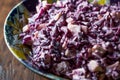 Red Cabbage Salad with Yogurt, Mayonnaise and Apple. Royalty Free Stock Photo