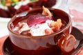 Red cabbage soup with beetroot (borscht) Royalty Free Stock Photo