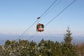 Red cabin lift in the mountains Royalty Free Stock Photo