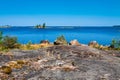 Red cabin in the sea Royalty Free Stock Photo