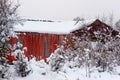 Red Cabin in Snow