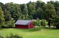 A red cabin among the woods