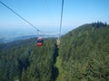 Red cabines of cable-way