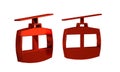 Red Cable car icon isolated on transparent background. Funicular sign. Royalty Free Stock Photo