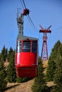 Red cable car transportation at 2000m in Bucegi Mountains, Romania Royalty Free Stock Photo