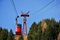 Red cable car transportation at 2000m in Bucegi Mountains, Romania Royalty Free Stock Photo