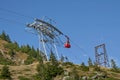Red cable car in the mountains Royalty Free Stock Photo