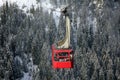 Red cable car over the mountains Royalty Free Stock Photo