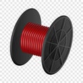 Red cable coil mockup, realistic style Royalty Free Stock Photo