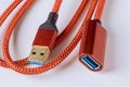 Cable extension USB3.0 in isolated on white Royalty Free Stock Photo