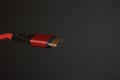 Red cable for phone to charge Royalty Free Stock Photo