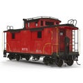 Red Caboose isolated on white. 3D Illustration Royalty Free Stock Photo