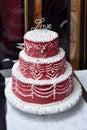 Red cake on a table Royalty Free Stock Photo