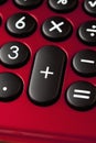 Red calculator, close up