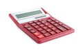 Red calculator on white background. Office equipment Royalty Free Stock Photo