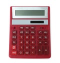 Red calculator on white background, top view Royalty Free Stock Photo