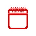 Red calendar flat icon vector illustration - december