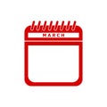 Red calendar flat icon vector illustration - march