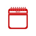Red calendar flat icon vector illustration - may