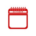 Red calendar flat icon vector illustration - october