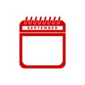 Red calendar flat icon vector illustration - september