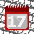 Red Calendar - Vector Icon number17 Royalty Free Stock Photo
