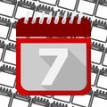 Red Calendar - Vector Icon number 7 Royalty Free Stock Photo