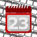 Red Calendar - Vector Icon number 23 Royalty Free Stock Photo