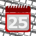 Red Calendar - Vector Icon number 25 Royalty Free Stock Photo