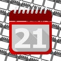 Red Calendar - Vector Icon number 21 Royalty Free Stock Photo