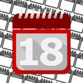 Red Calendar - Vector Icon number 18 Royalty Free Stock Photo