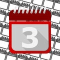 Red Calendar - Vector Icon number 3 Royalty Free Stock Photo