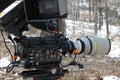 Red camera 300mm canon lens Royalty Free Stock Photo