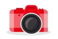 Red camera vector cartoon illustration